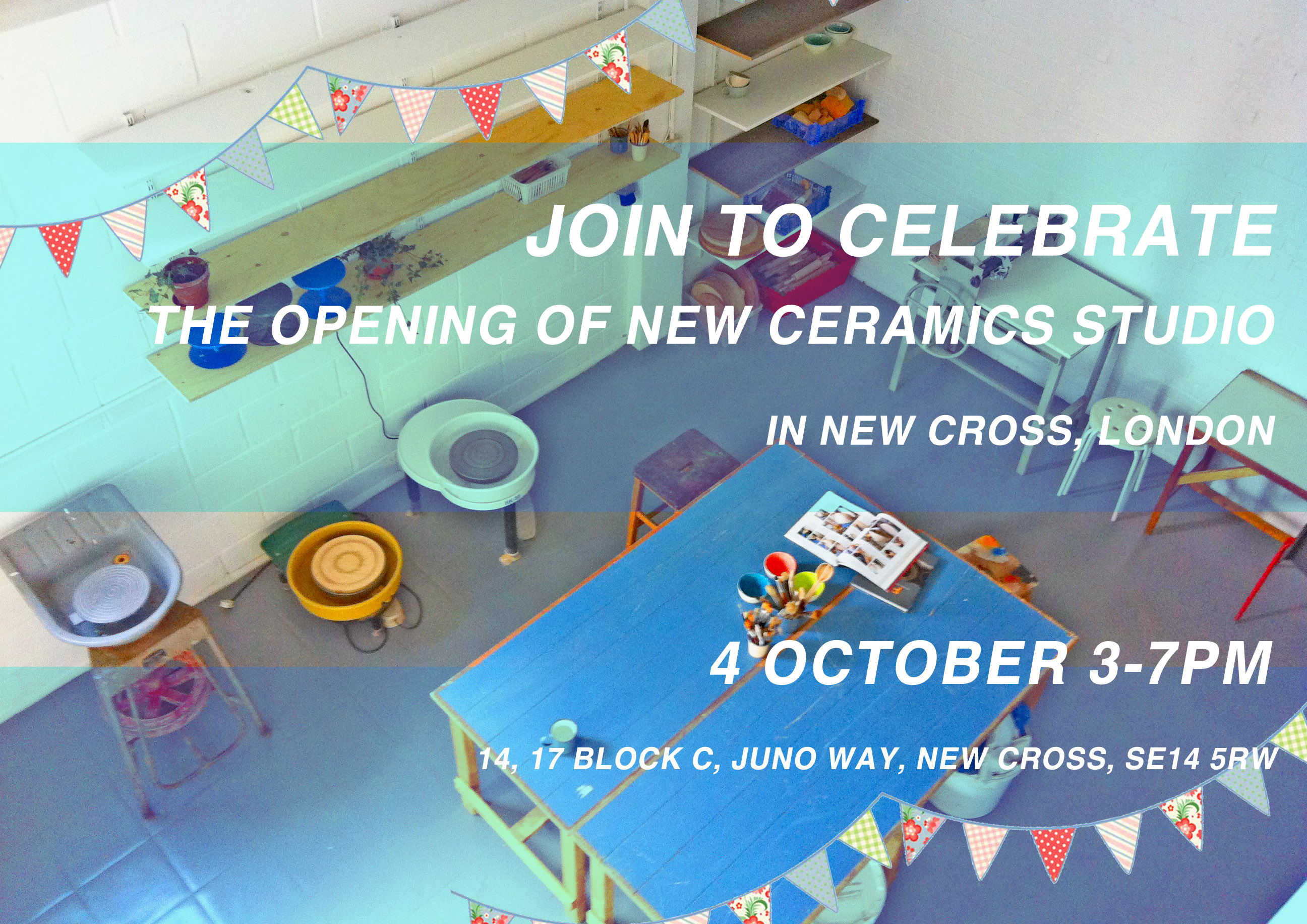 Invitation Opening of the new ceramics studio in New Cross, London